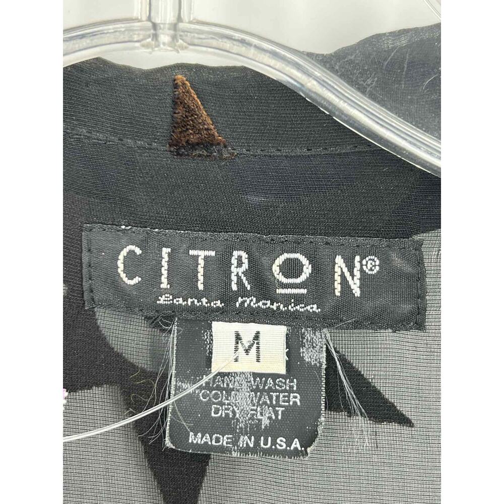 Citron Size M Black/Brown Print Velvet Designer Blouse - Picture 2 of 4